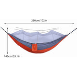 Automatic Quick Open Hammock with Mosquito Net Portable Outdoor Camping Hammock Anti-Rollover Nylon Hammock, Orange and Gray, 260 x 140 cm - Front View