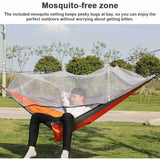 Automatic Quick Open Hammock with Mosquito Net Portable Outdoor Camping Hammock Anti-Rollover Nylon Hammock, Orange and Gray, 260 x 140 cm - Top-Down View