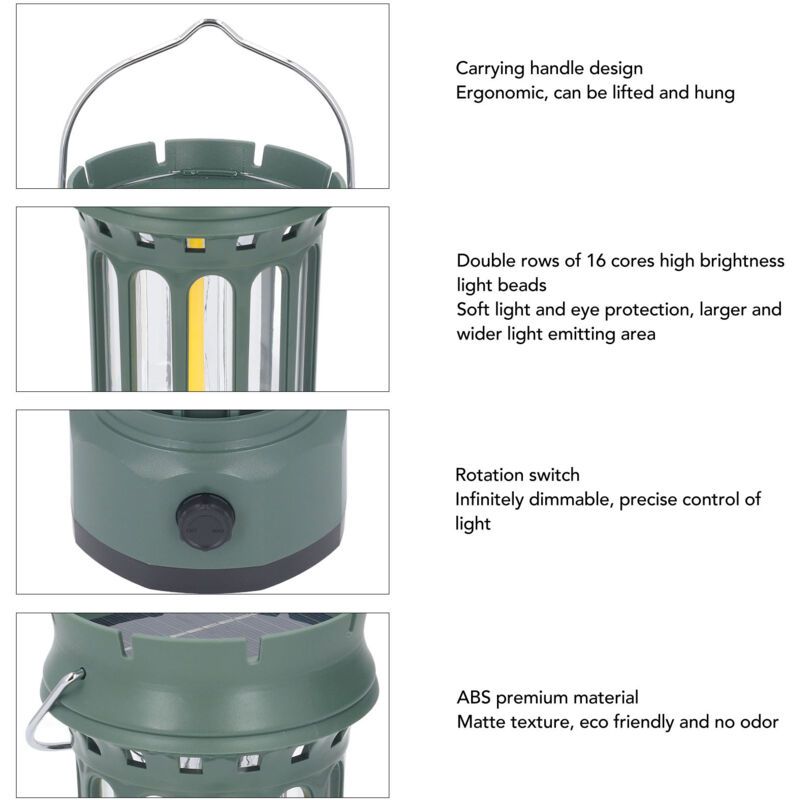 Professional Vintage Solar Camping Lantern, Rechargeable Waterproof Camping Lights, Hanging Tent Lights for Outdoor Camping