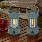 Professional Vintage Solar Camping Lantern, Rechargeable Waterproof Camping Lights, Hanging Tent Lights for Outdoor Camping - Side View