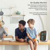 Indoor PM2.5 Air Quality Monitor, Mini Portable Smart Sensor, Temperature and Humidity Tester with Built-in Alarm - Side View