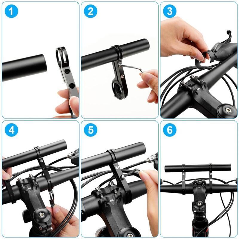 Bicycle Handlebar Extender, Multifunctional Double Bicycle Handlebar, Aluminum Alloy Bracket, Extension Frame, Flashlight Holder, 20 cm