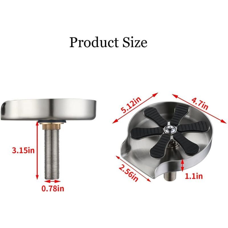 Glass Rinser for Kitchen Sink, Stainless Steel Glass Rinser, Water Bottle and Coffee Cup Cleaner, Glass Cleaning Tool for Home, Restaurant and Bar
