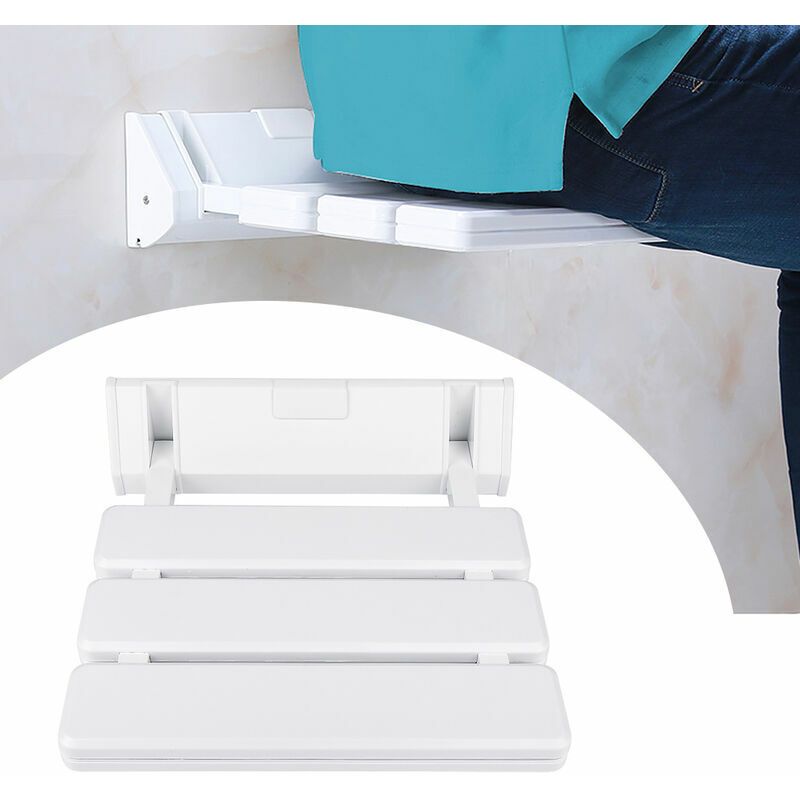 Folding Shower Seat in Aluminum and ABS, 330 x 320 x 70 mm