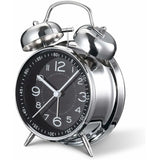 Loud Alarm Clock for Adults Heavy Sleepers, Silent Quartz with Backlight, Twin Bell, Grey, 4 Inch