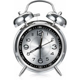 Loud Alarm Clock for Adults Heavy Sleepers, Silent Quartz with Backlight, Twin Bell, Grey, 4 Inch - Front View