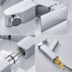 Basin Mixer Tap with Pull-Out Spray Chrome Modern Bathroom Sink Faucet for Washbasin and Basin, image 3