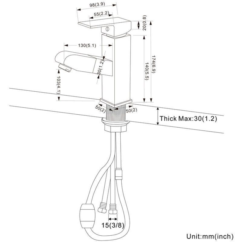 Basin Mixer Tap with Pull-Out Spray Chrome Modern Bathroom Sink Faucet for Washbasin and Basin