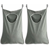 2 Pcs Hanging Laundry Basket Laundry Bag Holder Laundry Collector Bag Organizer for Bedroom Bathroom, Dark Grey