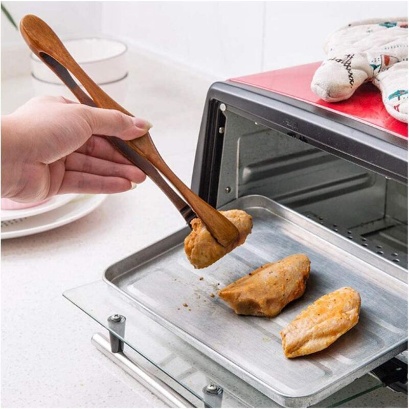 Bamboo Toaster Tongs Bamboo Tea Tongs Wooden Grill Clips Wood Tongs Bread Gadgets Handmade Wood Kitchen Tongs for Kitchen Camping Grill, 26.5 cm