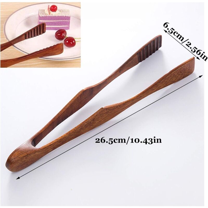 Bamboo Toaster Tongs Bamboo Tea Tongs Wooden Grill Clips Wood Tongs Bread Gadgets Handmade Wood Kitchen Tongs for Kitchen Camping Grill, 26.5 cm