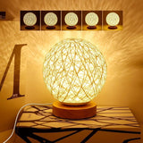 Rattan Night Light, Wooden Table Lamp with Handwoven Shade, USB Rechargeable, Rattan and Wood Bedroom Mood Lamp for Bedroom, Living Room, White