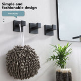 3 Pack Robe and Towel Hooks, Stainless Steel Home Hooks and Coat Hooks Bathroom Hardware Wall Mounted, Matte Black