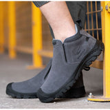 Slip-on Welding Safety Shoes, Non-Slip Rubber Sole, Abrasion Resistant Anti-Scald Work Shoes for Welders, Grey, 41EU - Top-Down View
