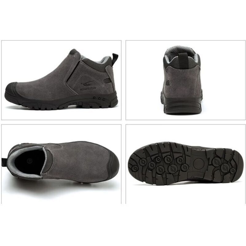 Slip-on Welding Safety Shoes, Non-Slip Rubber Sole, Abrasion Resistant Anti-Scald Work Shoes for Welders, Grey, 42EU