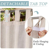 2 Pcs Outdoor Curtain, Patio Curtain, Detachable Sticky Tab Top for Easy and Non-Slip Hanging, Waterproof Outdoor Decking, Natural, 132 x 213 cm - Front View