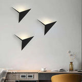 3W LED Indoor Wall Light, Creative Triangle Shape, Black Wall Lamp, 3000K Warm White, Modern Metal Wall Light for Bedroom, Living Room, Staircase - Side View
