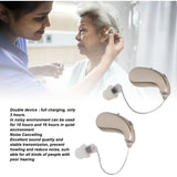 2 Pcs Digital Sound Amplifier, Rechargeable Hearing Aid with Noise Cancellation for Seniors and Adults with Hearing Loss, Silver, Dubuns