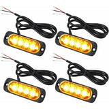 4 Pcs 4 LED Penetration Lights 12 24V Orange LED Rotating Beacon Flashing Lights Emergency Alarm Indicator Strobe Turn Signals Car Ipx-4 for Van