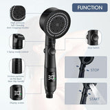 High Pressure Shower Head, Bathroom Shower Head with 5 Adjustable Modes, Anti-Limescale Massaging Shower Head with Water Stop - Side View