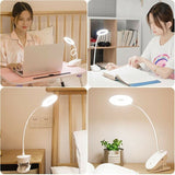Battery-Powered Clip-on Reading Light for Bed, with 3 Brightness Levels, Rechargeable Via USB - Front View