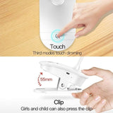 Battery-Powered Clip-on Reading Light for Bed, with 3 Brightness Levels, Rechargeable Via USB - Side View