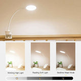 Battery-Powered Clip-on Reading Light for Bed, with 3 Brightness Levels, Rechargeable Via USB