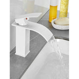 Modern Faucet for Bathroom and Kitchen, Waterfall Effect, Elegant Design Basin Faucet, Hot and Cold Water Mixer Tap Available, White