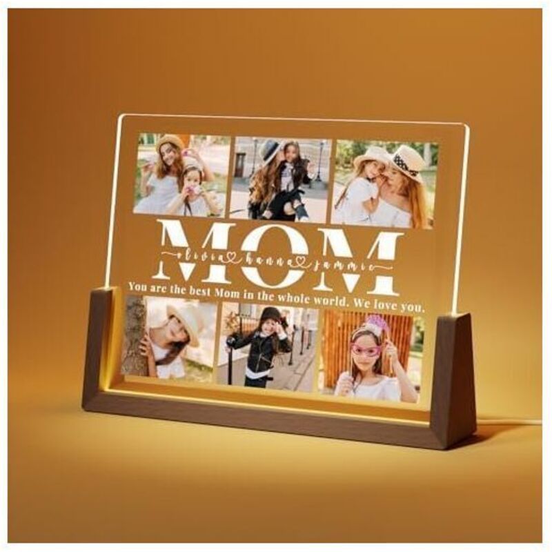 Personalized Photo Frame Gift for Mother, Personalized Photo Lamp, Mothers Day Gift Idea, Mothers Day Gift, Customizable Photos, 6 Photos
