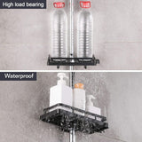 1 Pcs Shower Shelf, Soap Dish, Bathroom Shower Storage without Drilling, with Shower Soap Holder, Hooks and Wall-Mounted Towel Rack, Rustproof