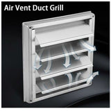 Air Vent, Square Stainless Steel Exterior Ventilation Grille with Movable Louvers, Suitable for Tumble Dryers, Air Conditioners, Bathrooms - Front View