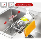 Kitchen Sink Organizer, Extendable Sponge Holder, Telescopic Drainer Stainless Steel Organizer Multifunctional Quick Drain Towel Rack, 23-47 cm
