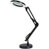 5X LED Magnifying Lamp, Adjustable Rotating Arm Desktop Magnifying Glass Lamp, Glass Lens, for Maintenance, Crafts, Reading, Sewing, Black