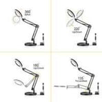 5X LED Magnifying Lamp, Adjustable Rotating Arm Desktop Magnifying Glass Lamp, Glass Lens, for Maintenance, Crafts, Reading, Sewing, Black