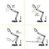 5X LED Magnifying Lamp, Adjustable Rotating Arm Desktop Magnifying Glass Lamp, Glass Lens, for Maintenance, Crafts, Reading, Sewing, Black - Front View