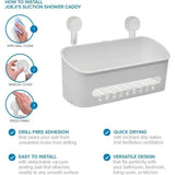 Shower Caddy, Suction Cup Shower Caddy No Drilling Suction Cup Removable Shower Basket for Bathroom Shower and Kitchen Storage Basket for Shampoo