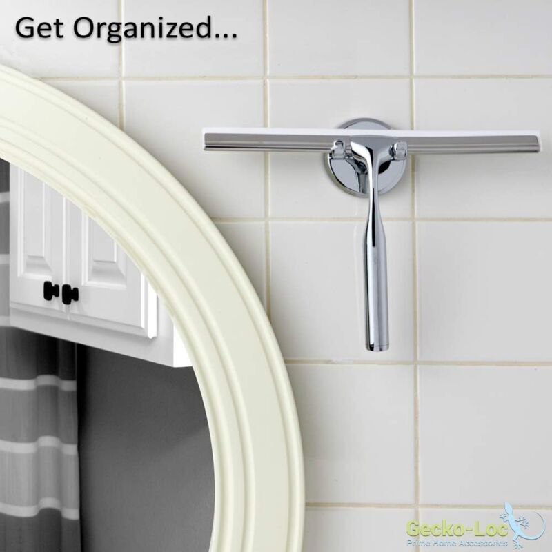 Bathroom Shower Squeegee with Suction Cup Hook for Glass, Mirror, Door Cleaning Rustproof Stainless Steel