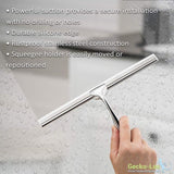 Bathroom Shower Squeegee with Suction Cup Hook for Glass, Mirror, Door Cleaning Rustproof Stainless Steel