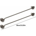 4 Pack Cabin Hooks, Thick Solid Stainless Steel Window Hooks with Mounting Screws for Barn Door, Bathroom, Sliding Door, Silver, 12 Inch