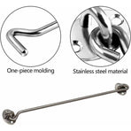 4 Pack Cabin Hooks, Thick Solid Stainless Steel Window Hooks with Mounting Screws for Barn Door, Bathroom, Sliding Door, Silver, 12 Inch