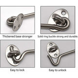 4 Pack Cabin Hooks, Thick Solid Stainless Steel Window Hooks with Mounting Screws for Barn Door, Bathroom, Sliding Door, Silver, 12 Inch