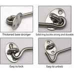 4 Pack Cabin Hooks, Thick Solid Stainless Steel Window Hooks with Mounting Screws for Barn Door, Bathroom, Sliding Door, Silver, 12 Inch
