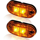 10 Pcs 2 LED Side Marker Lights 12 24V LED Clearance Lights Trailer Side Lamp Warning Yellow Light for Truck RV Caravan - Front View
