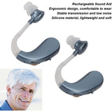 1 Pair Rechargeable Sound Aid Headphones Low Noise Hearing Aid Built-in Battery 450-3400HZ Blue - Front View