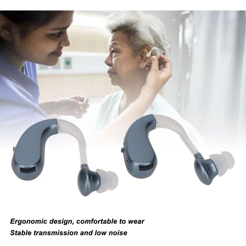 1 Pair Rechargeable Sound Aid Headphones Low Noise Hearing Aid Built-in Battery 450-3400HZ Blue