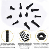 1225 Pcs Kit M2 M3 M4 M5 Carbon Steel Hex Socket Head Cap Bolts Screws with Nuts Assortment, Black