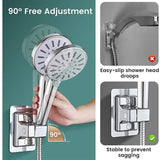 Shower Head Holder, 360 Degree Adjustable Universal Shower Bracket, Powerful No Drilling Shower Head Holder, Bathroom Wall Mount Bracket, ABS Plastic
