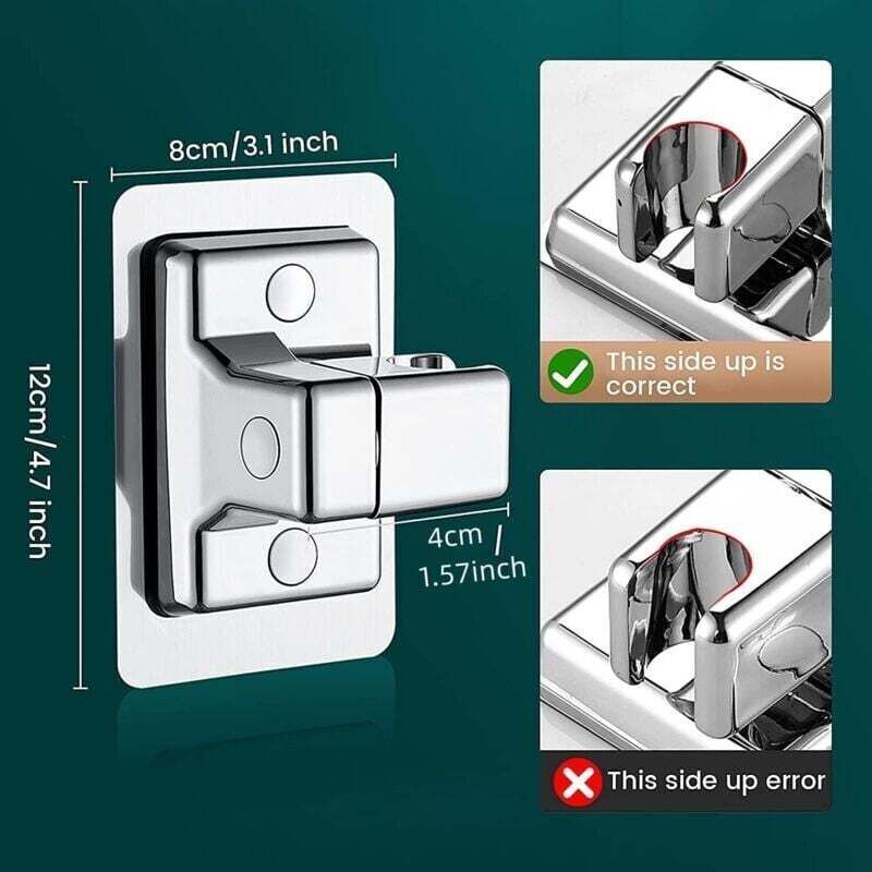 Shower Head Holder, 360 Degree Adjustable Universal Shower Bracket, Powerful No Drilling Shower Head Holder, Bathroom Wall Mount Bracket, ABS Plastic
