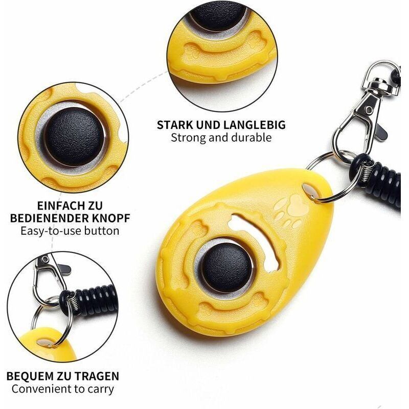 5 Pack Dog Clickers Dog Clickers with Wrist Strap, Large Button Clicker, 5 Colors