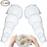 12 Pcs Silicone Stretch Lids, Silicone Lids, Stretch Lids, Silicone Stretch Lids in Different, Healthy Stretch Lid Fresh Food for Bowl, Sizes